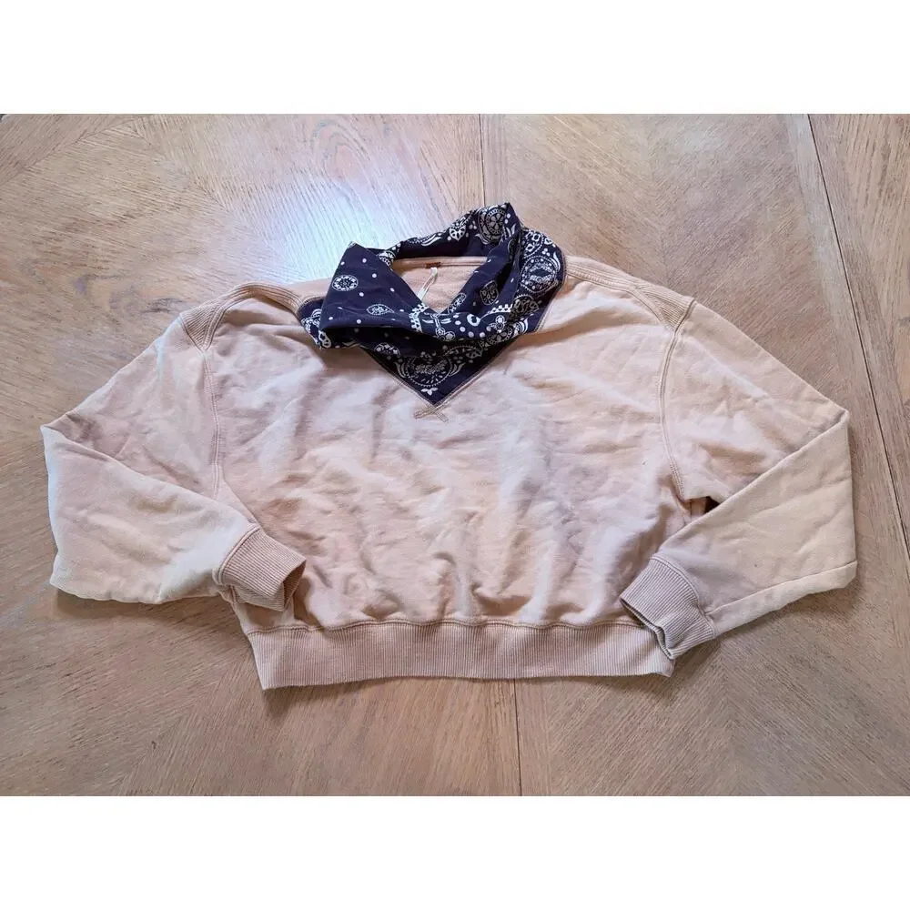 Free People James Pullover sweatshirt with bandana size xs